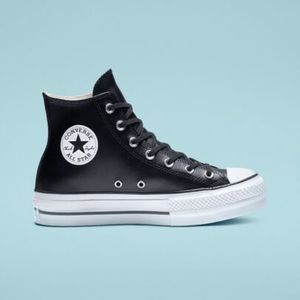 Converse platform high tops leather black
